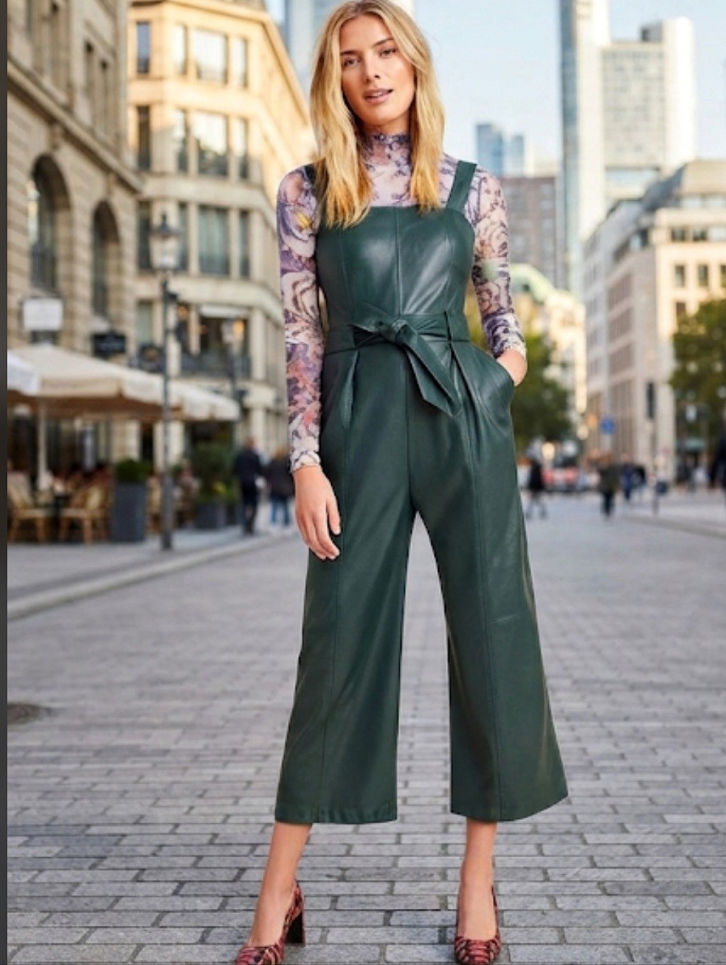 Anthropologie Samira Faux Leather Jumpsuit Green Size 2p